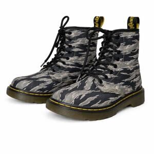 Dr. Martens Junior 1460 Combat Boots Youth SZ 2 Green Jungle Camo K T Canvas
